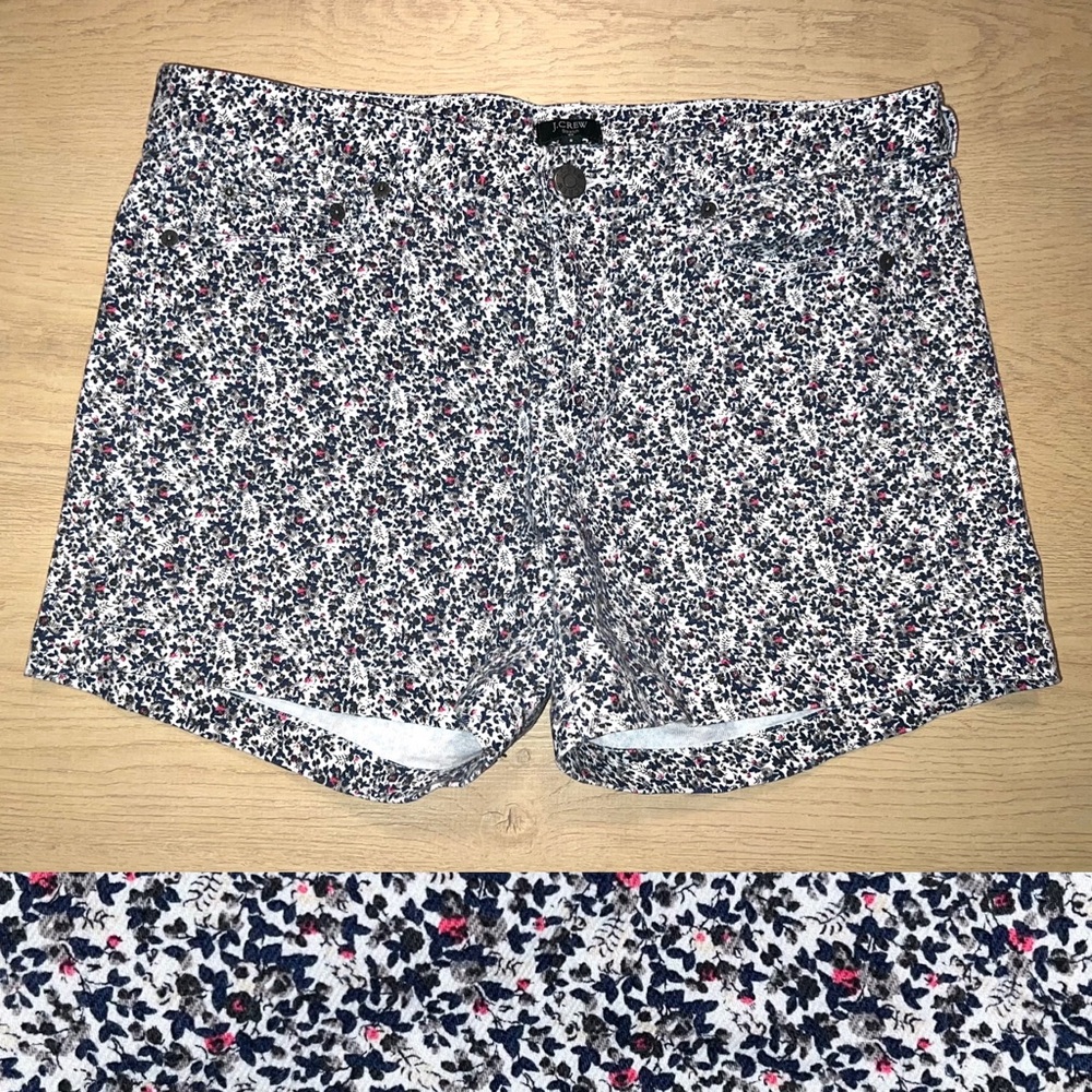 J. Crew Floral Print Mid Rise Denim Jean Shorts Sz 8
